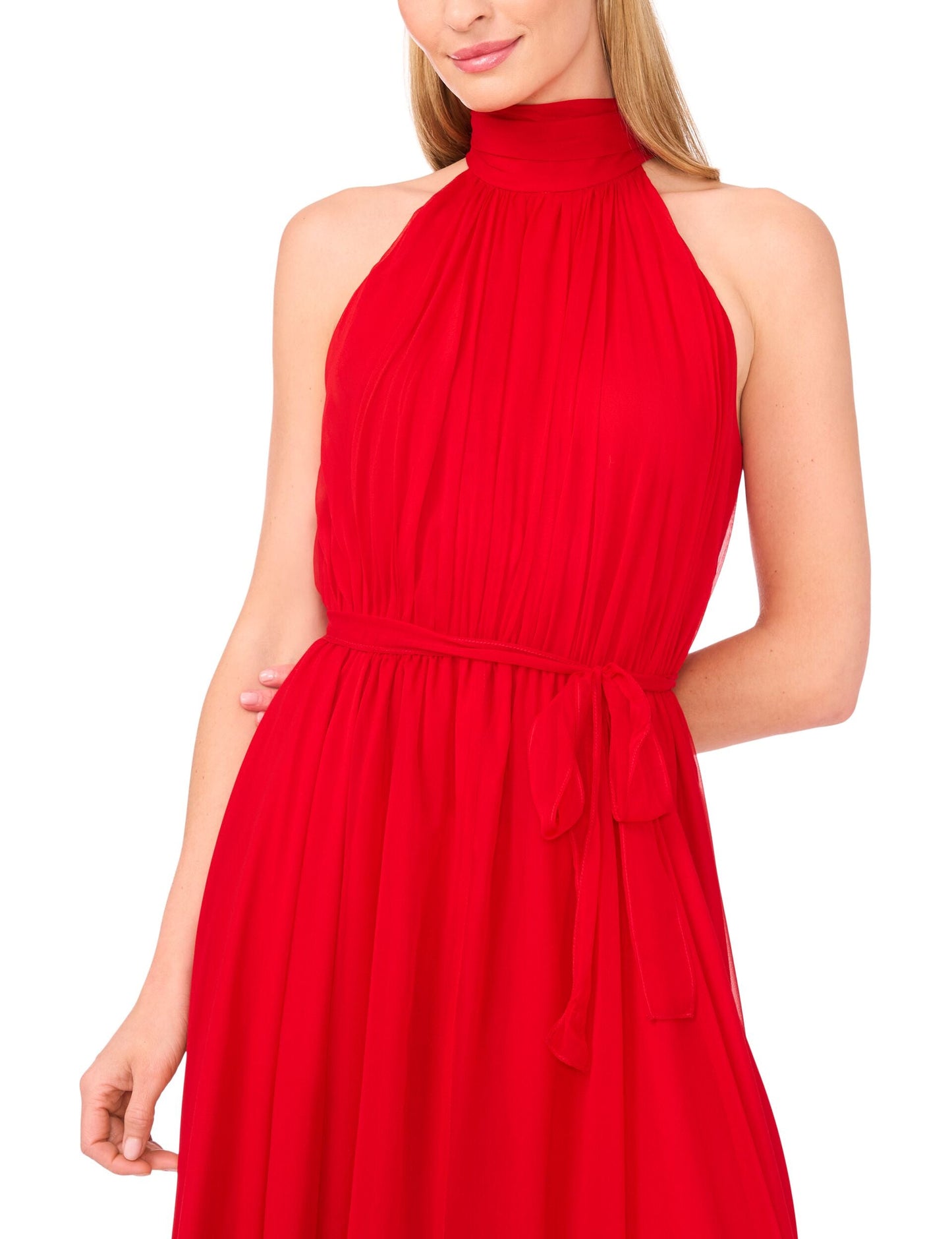 Ted Baker HALTER NECK HANKERCHIEF HEM MIDI DRESS - Salsa