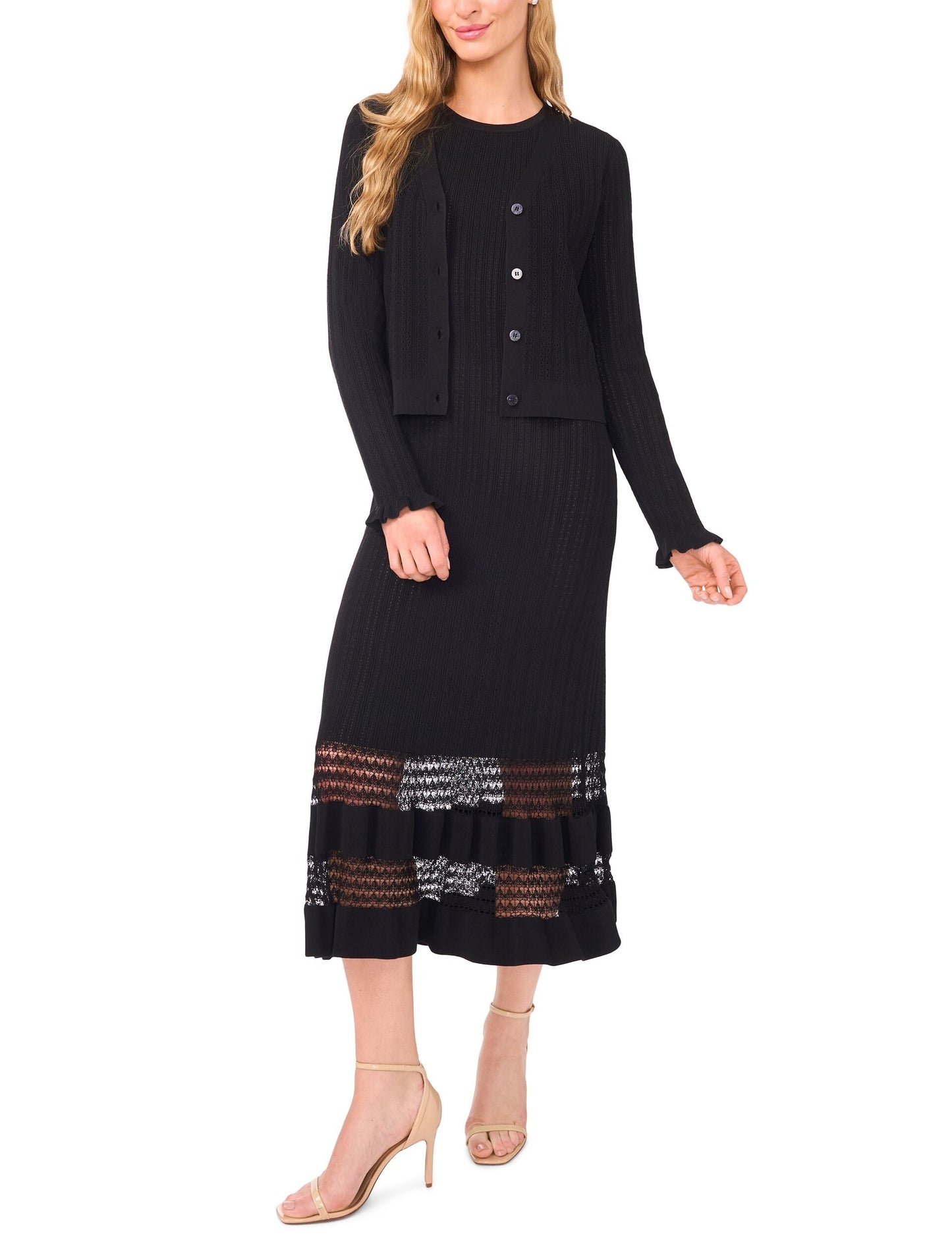 Ted Baker V-NECK CROP CARDIGAN WITH RIB - Rich Black