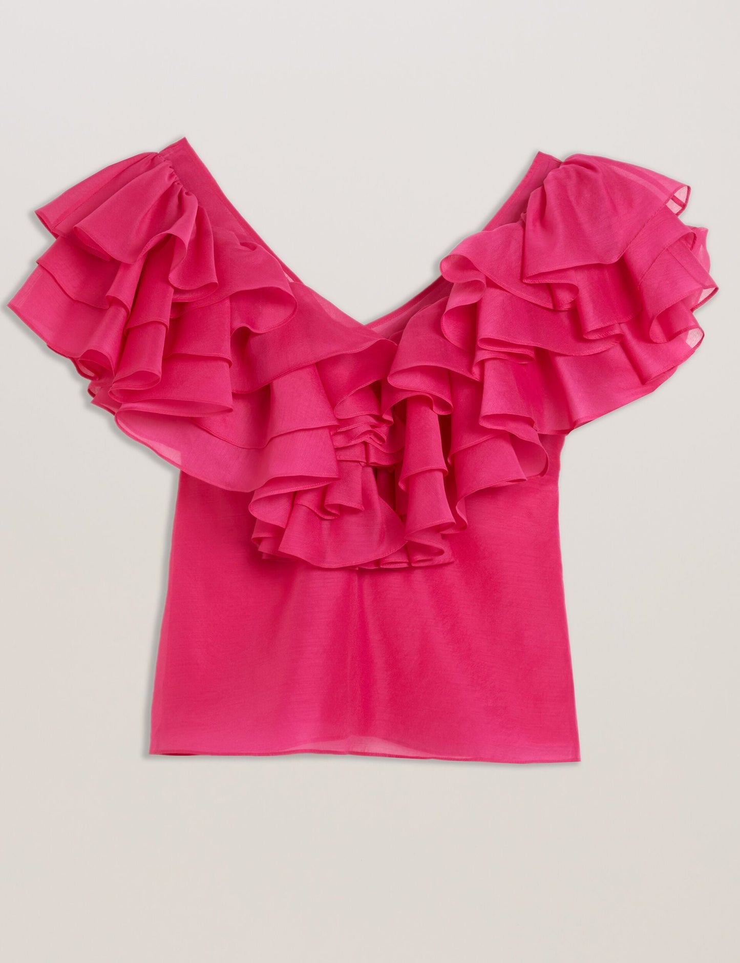 Ted Baker CALONDA - Oversized Frill Trim V-Neck Top