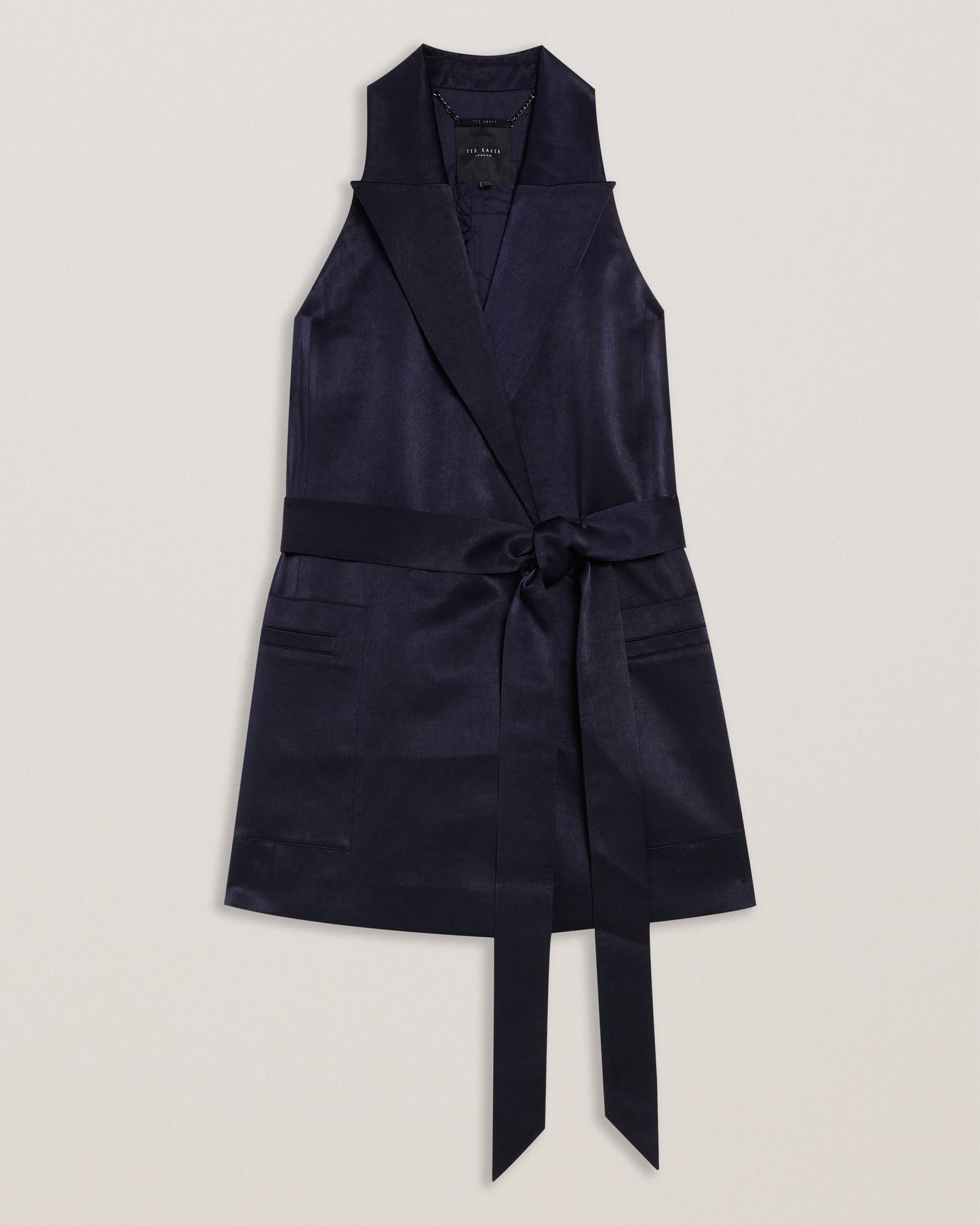 Ted Baker TEERU - Tailored Satin Longline Waistcoat with Belt