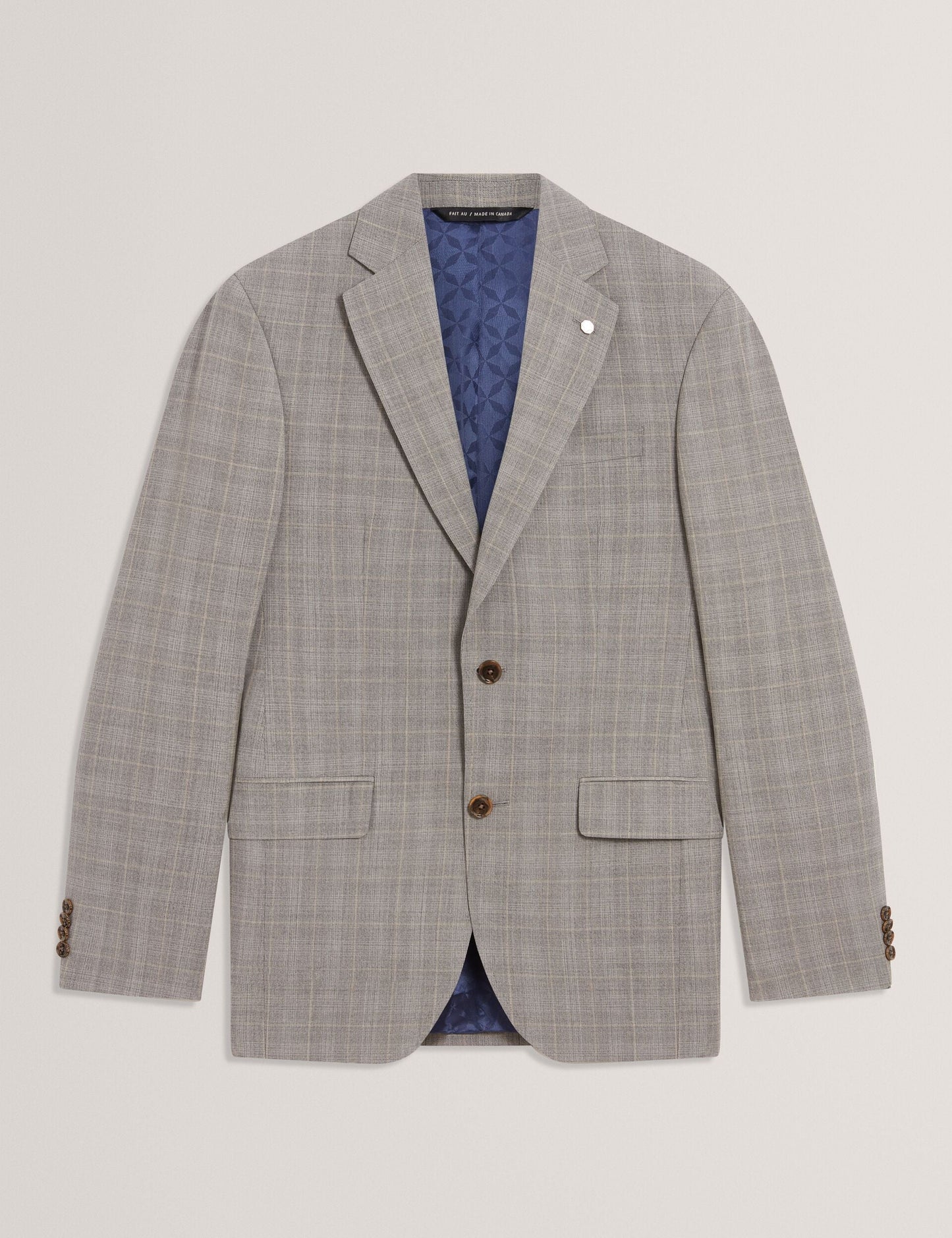 Ted Baker JAYSON - Slim Fit Grey Check Wool Suit Jacket