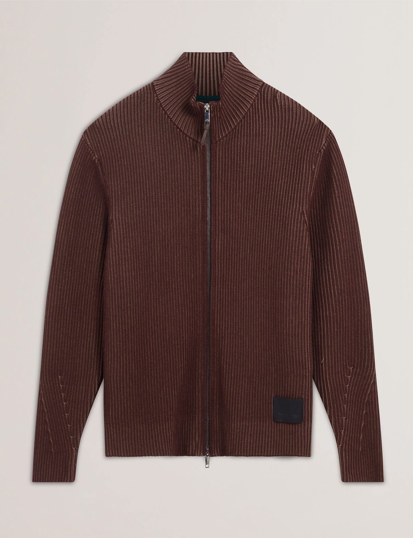 Ted Baker ROMANI Rib Knit Funnel Neck Zip-Up Sweater
