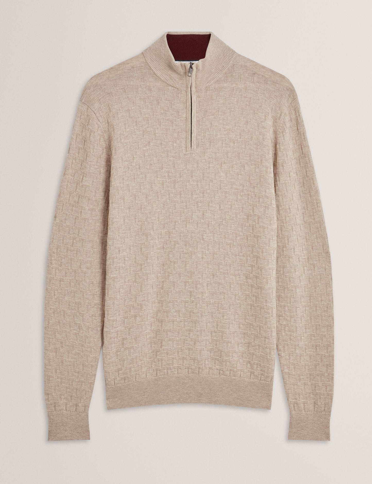 Ted Baker JEREMEE Branded Texture Zip Neck Jumper