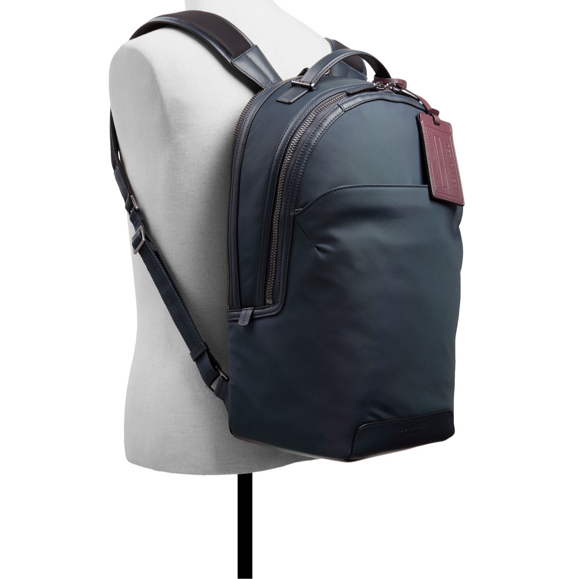 Ted Baker XADEN - Nylon Leather Trim Double Zip Backpack