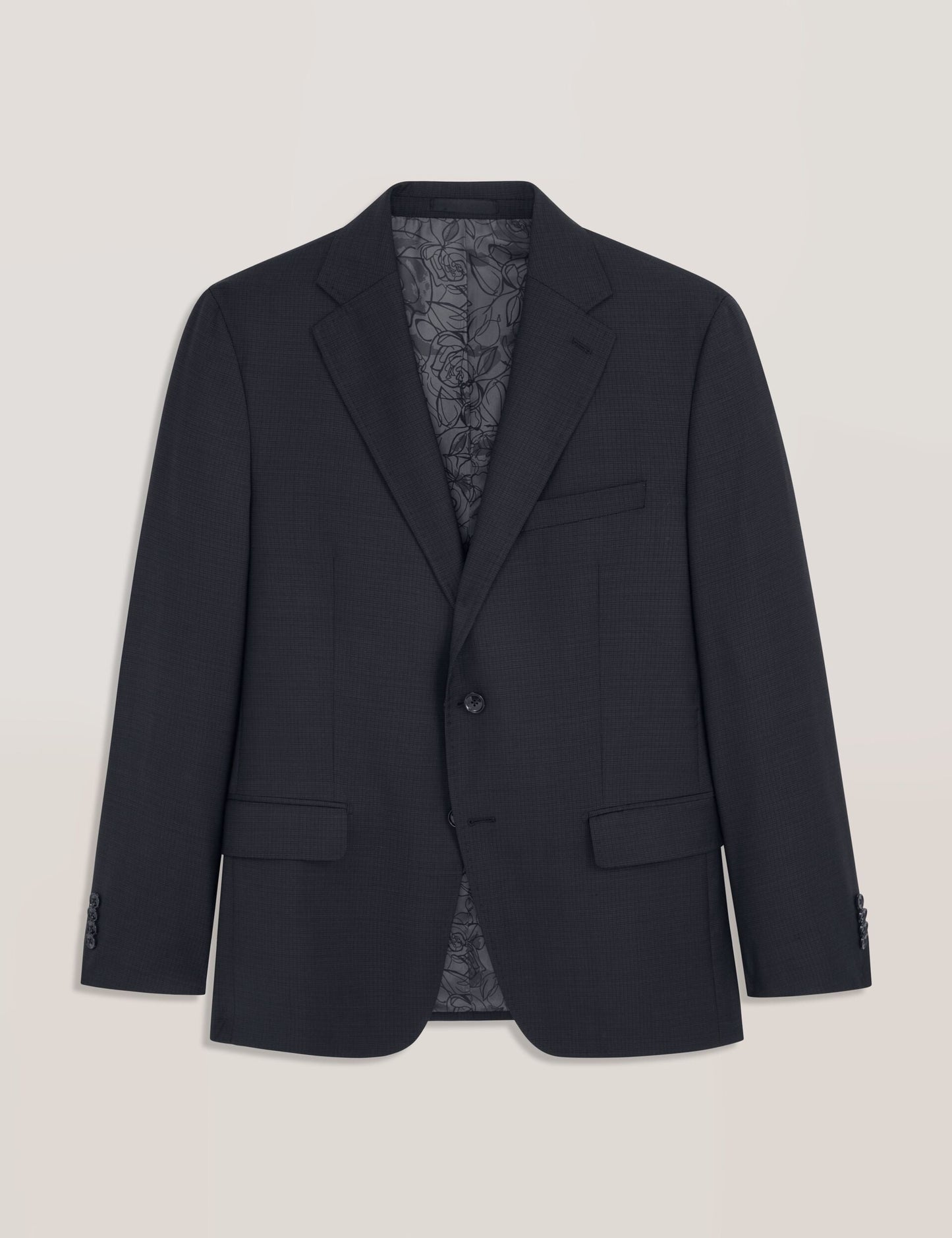 Ted Baker WRIGHT-GRID – Single Breasted Two Button Notch Fully Fashioned Grid Suit Jacket