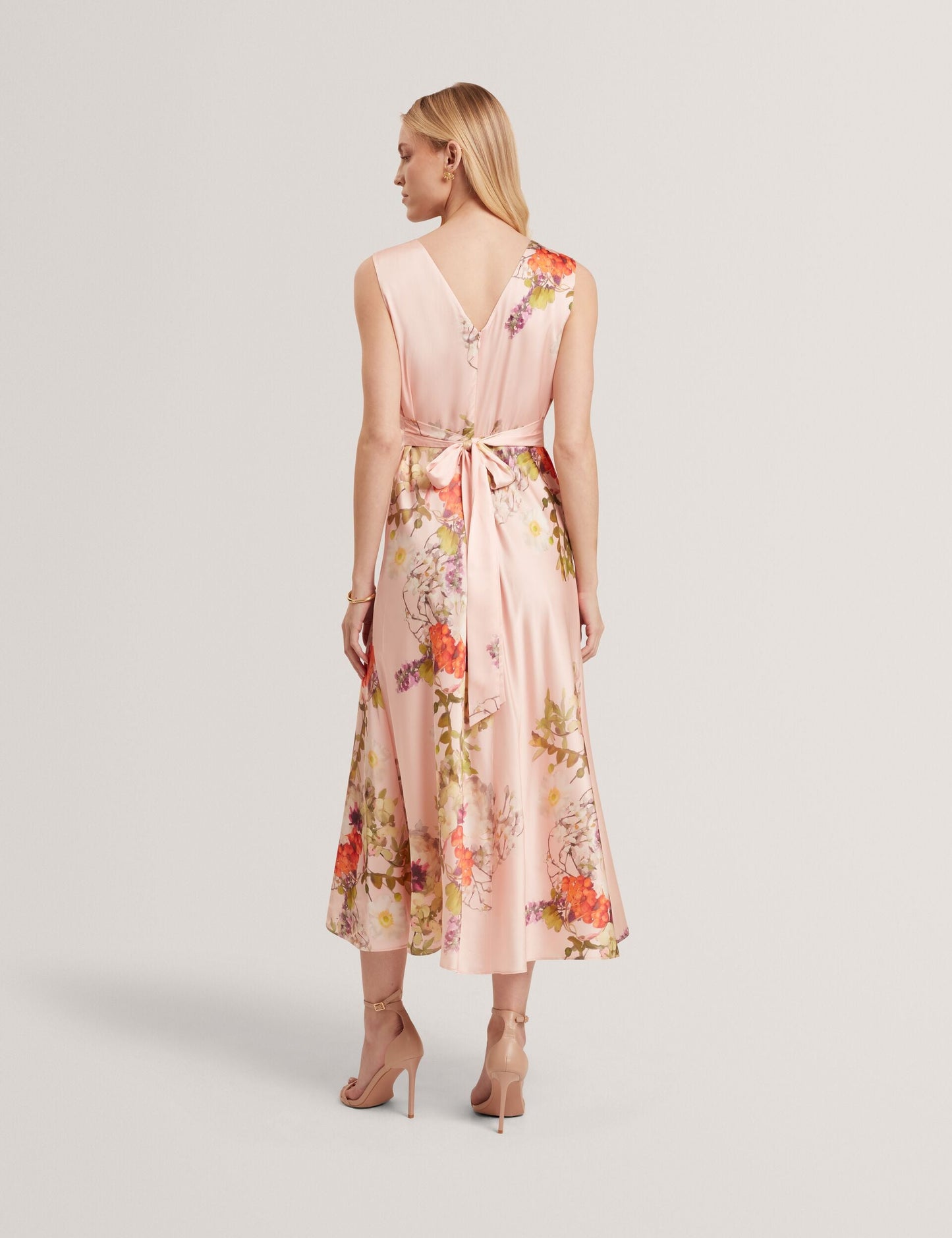 Ted Baker ALINA Floral Satin Low Cut Maxi Dress