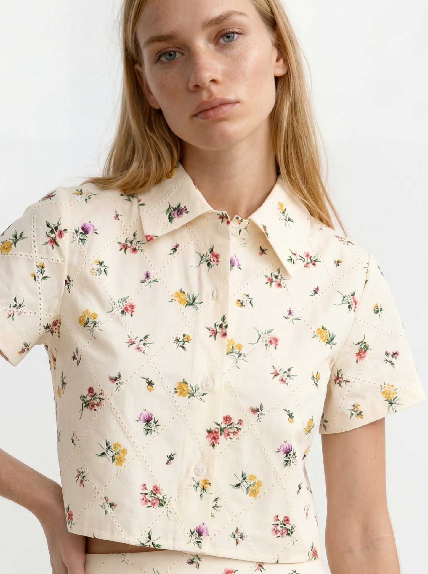 Ted Baker LIZ Wildflower Embroidered Cropped Shirt