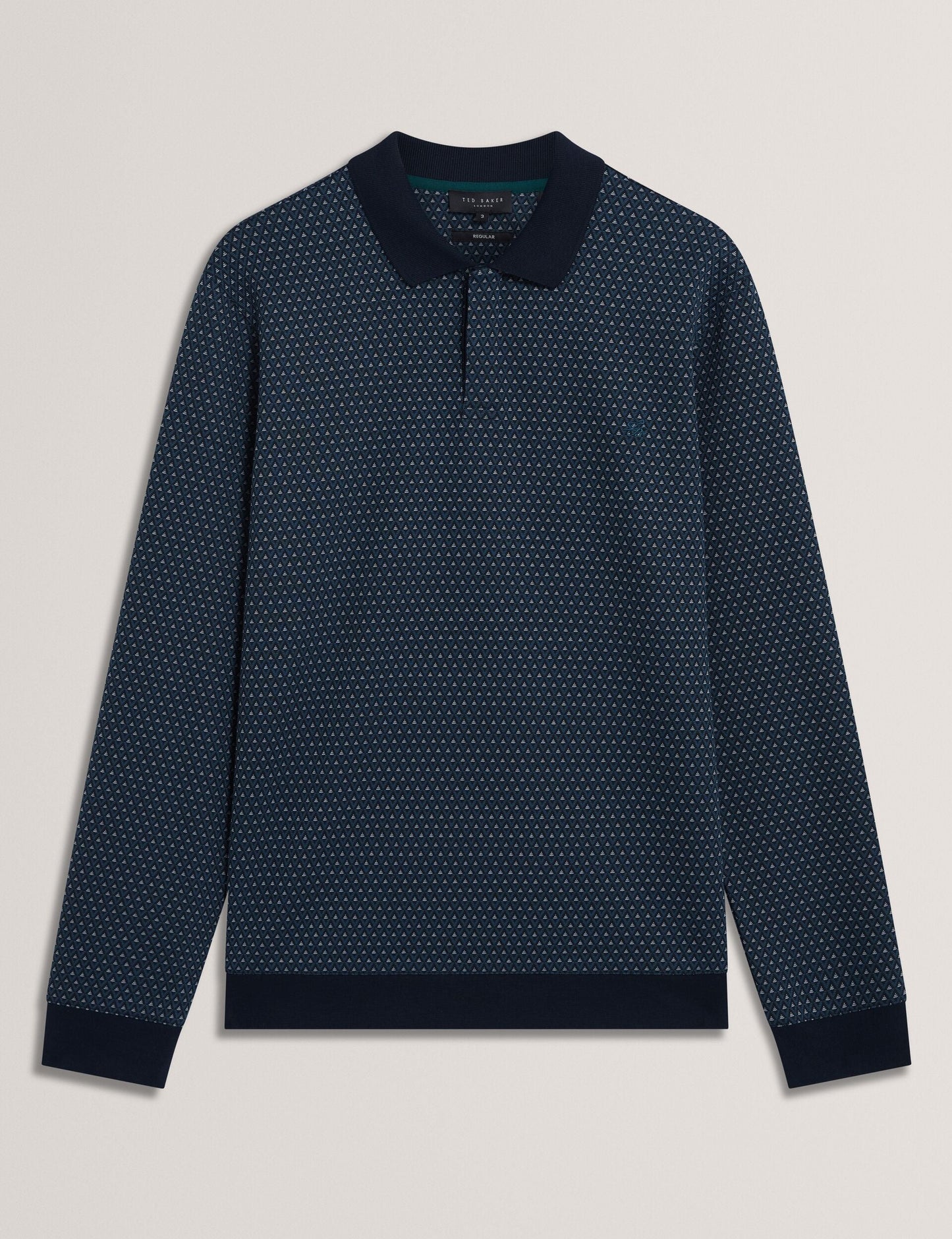 Ted Baker DURAND Micro Geo Jacquard Long Sleeve Polo