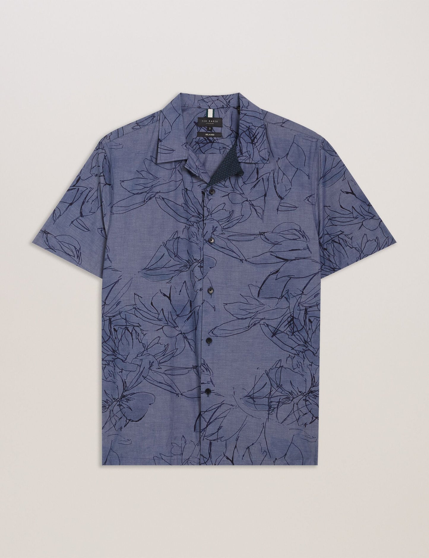 Ted Baker TERRONI - Short Sleeve Floral Chambray Cotton Shirt