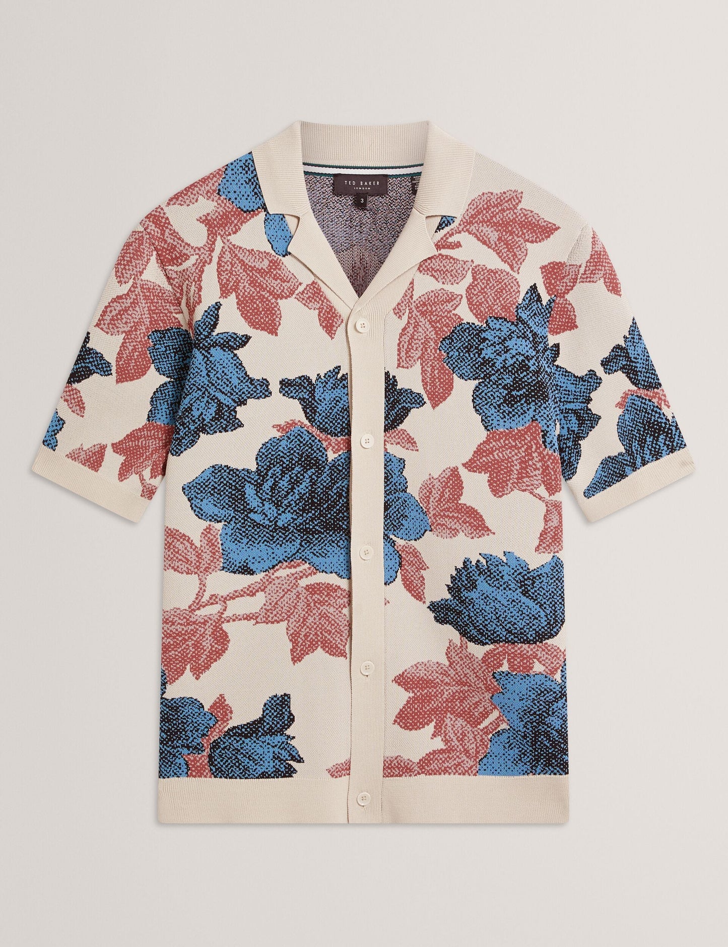 Ted Baker ASHQARA Shaded Floral Knit Button-Through Polo Shirt
