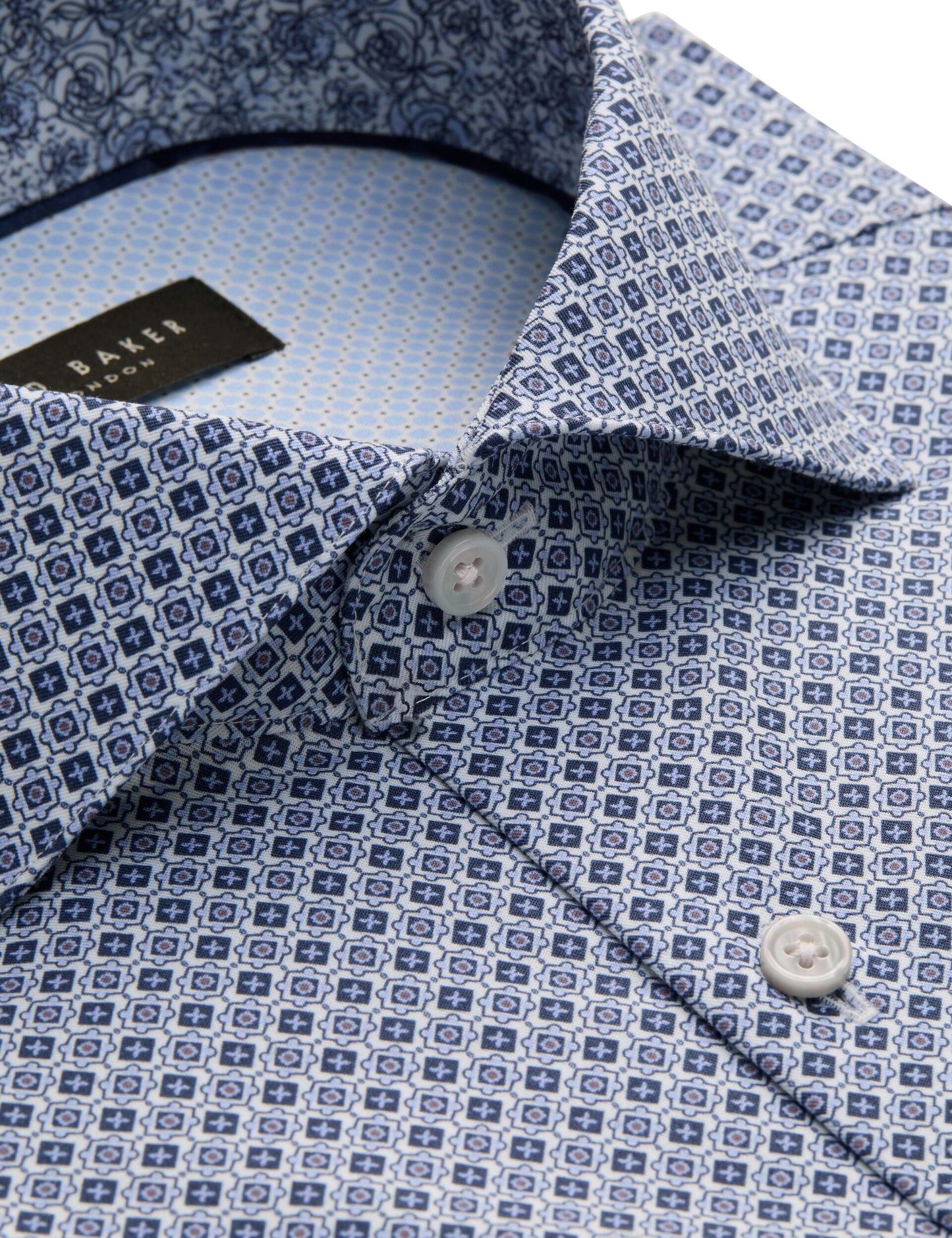 Ted Baker NANTUCKET Geo Print Stretch Cotton Slim Fit Shirt