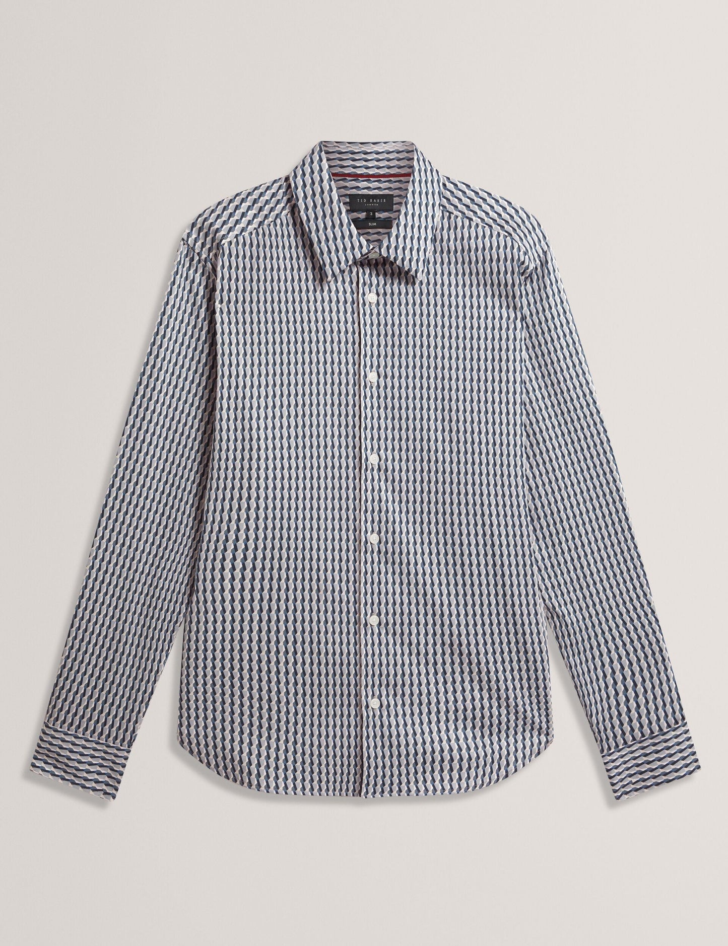 Ted Baker FIRDAWI Slim Geo Striped Long Sleeve Shirt