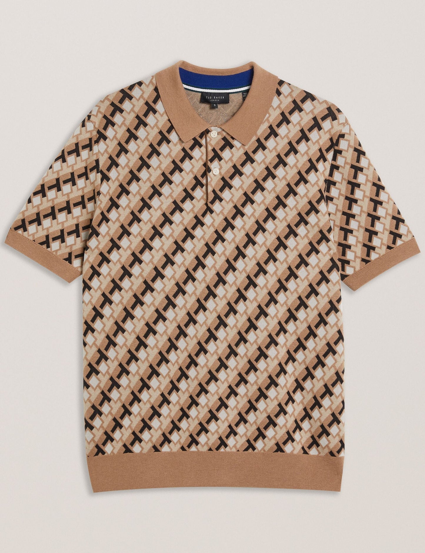 Ted Baker SEFERRY - Interlocking T Jacquard Knitted Polo Shirt