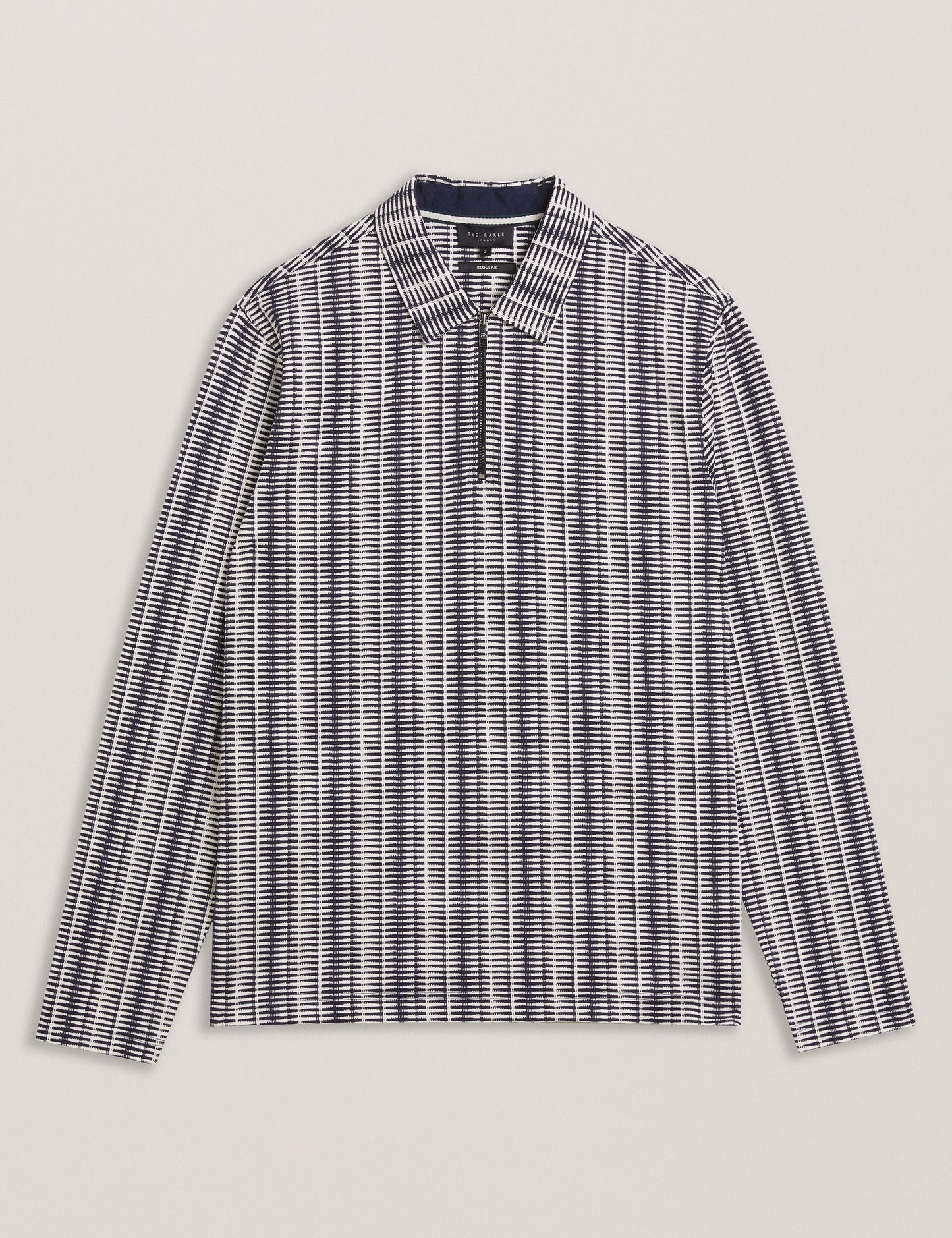 Ted Baker CAPUZZO - Long Sleeve Geo Stripe Zip Polo Shirt
