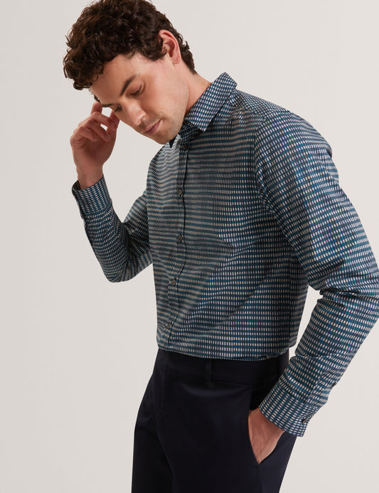 Ted Baker HUAYNA Blurred Check Cotton Long Sleeve Shirt