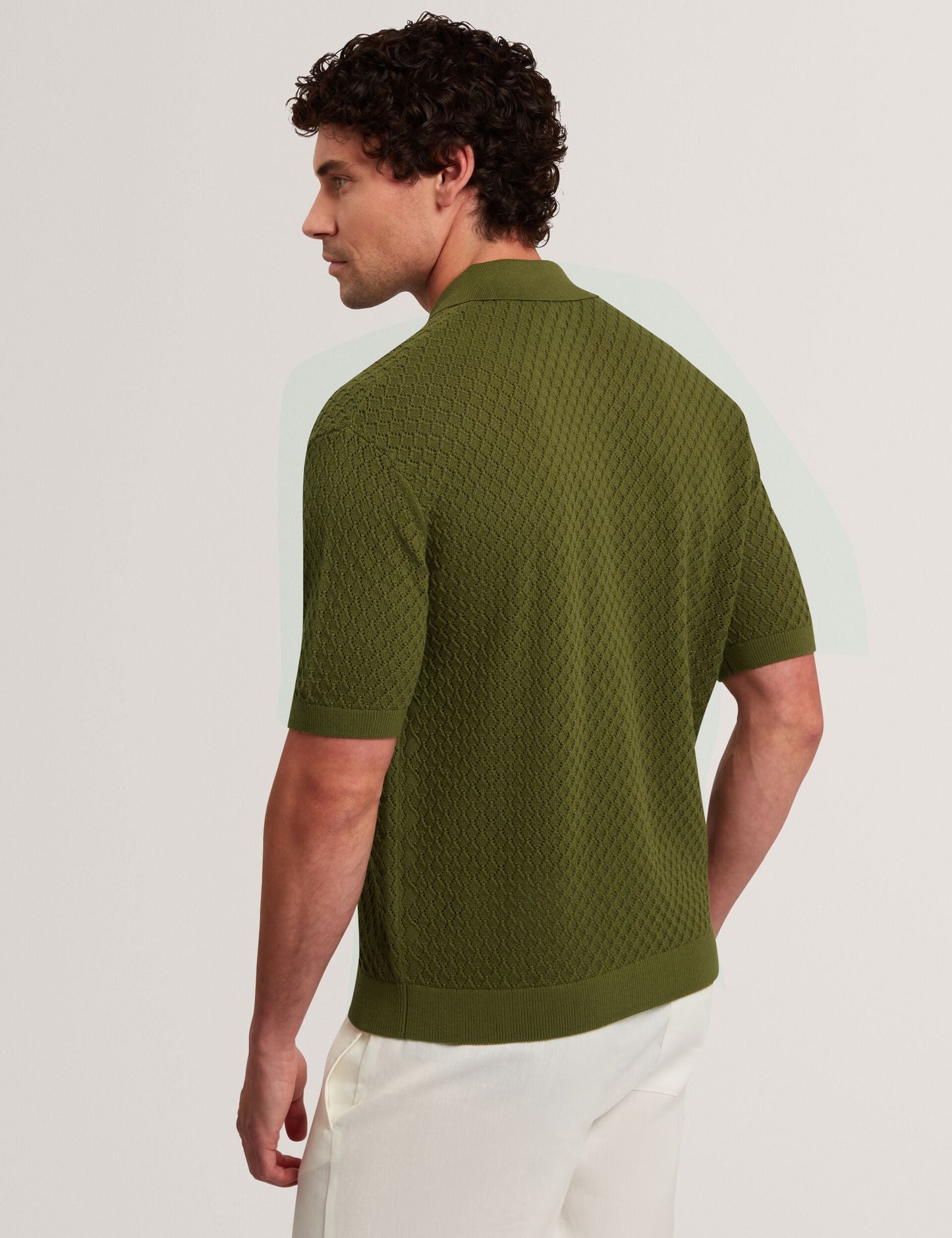 Ted Baker DOMATI Diamond Crochet Knit Short Sleeve Shirt