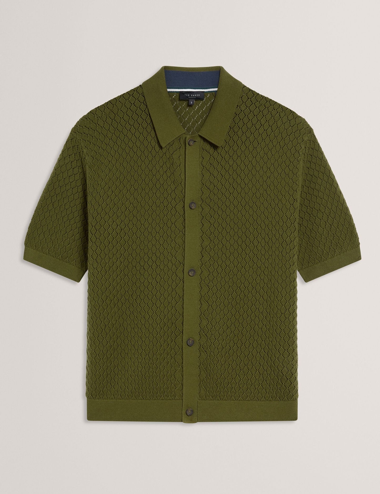 Ted Baker DOMATI Diamond Crochet Knit Short Sleeve Shirt