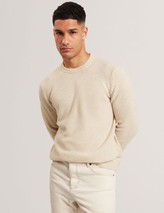 Ted Baker LEOCADI Herringbone Trim Textured Knit Sweater