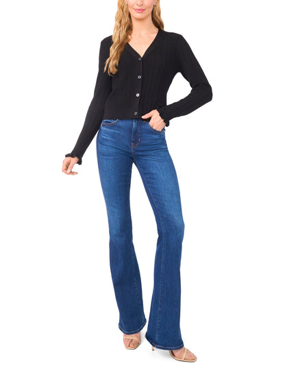 Ted Baker V-NECK CROP CARDIGAN WITH RIB - Rich Black