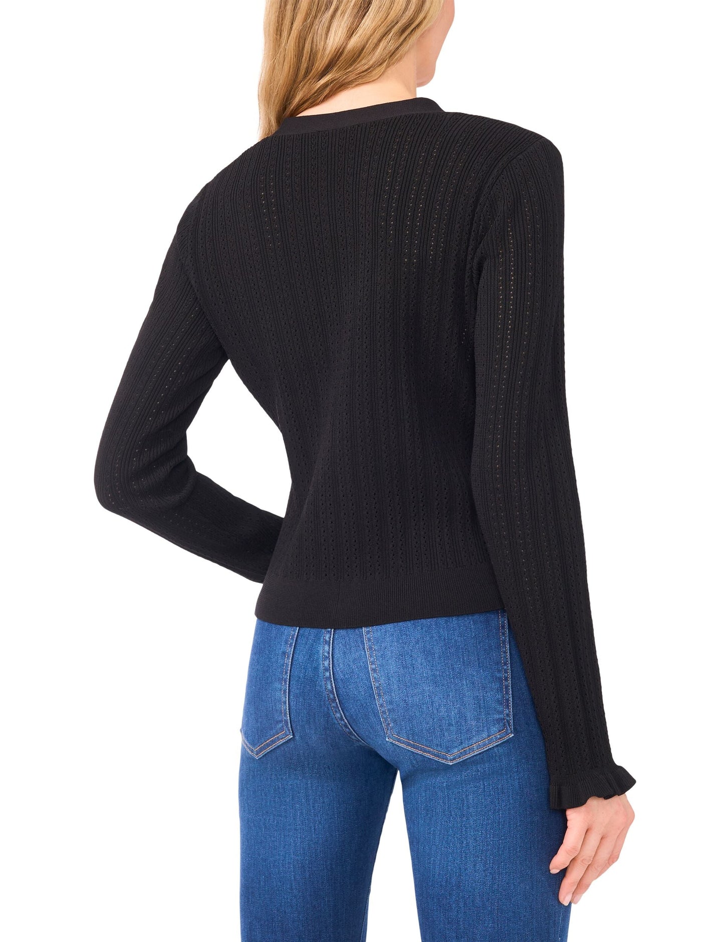 Ted Baker V-NECK CROP CARDIGAN WITH RIB - Rich Black