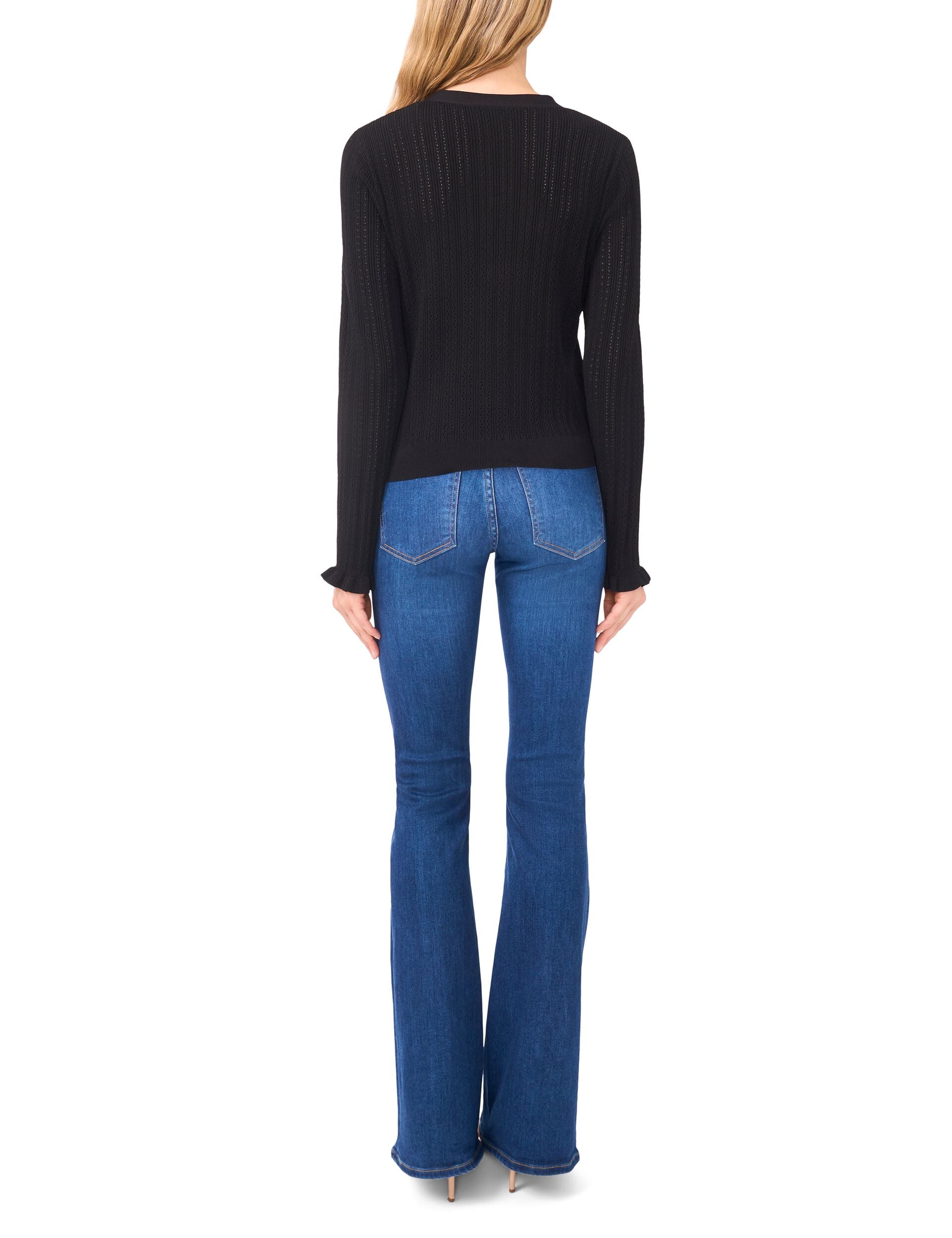 Ted Baker V-NECK CROP CARDIGAN WITH RIB - Rich Black