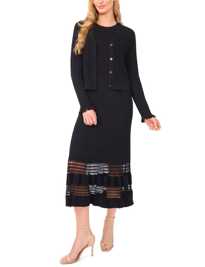Ted Baker V-NECK CROP CARDIGAN WITH RIB - Rich Black