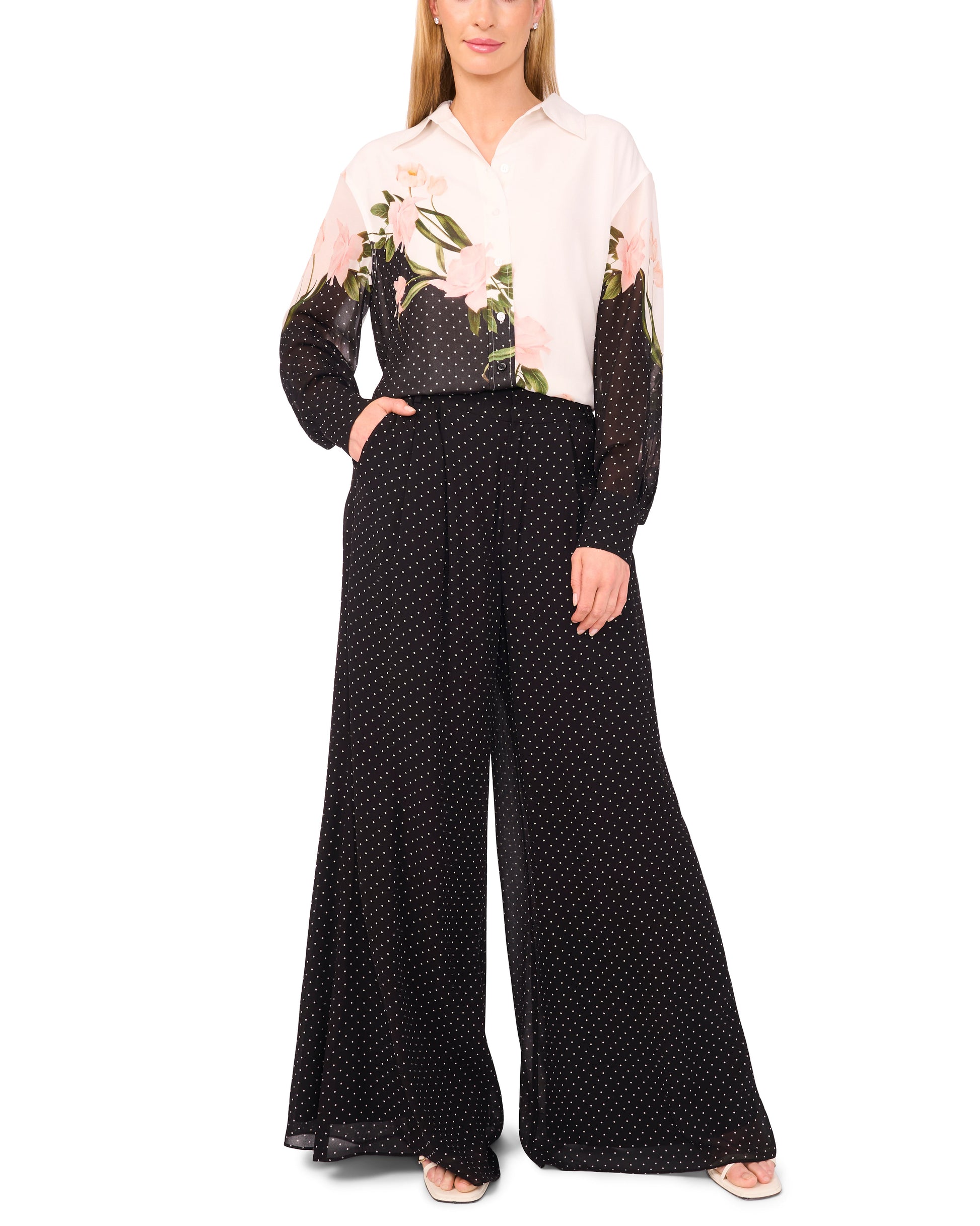 Ted Baker WIDE LEG TUCK PANT - Black