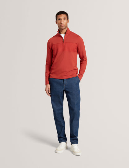 Ted Baker SIMONEA - Textured Panel Half-Zip Modal Sweatshirt