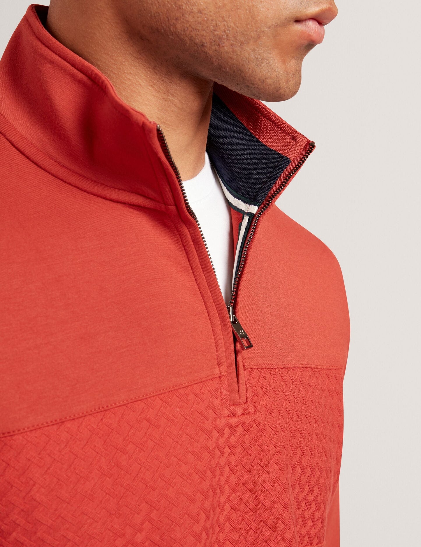 Ted Baker SIMONEA - Textured Panel Half-Zip Modal Sweatshirt