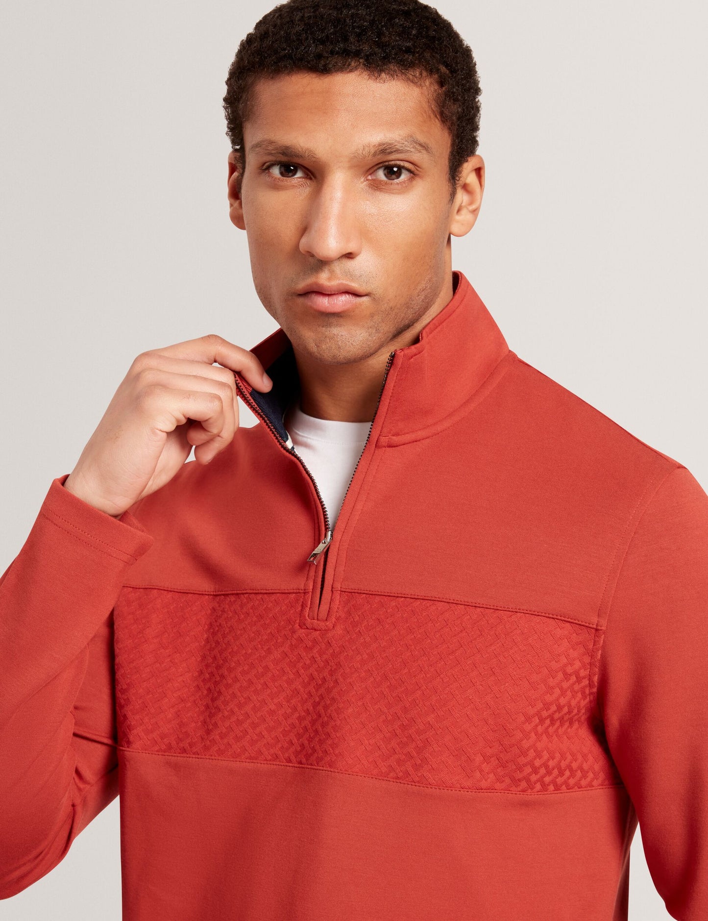 Ted Baker SIMONEA - Textured Panel Half-Zip Modal Sweatshirt