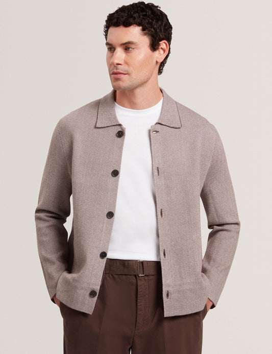 Ted Baker THIMON - Herringbone Knit Button-Up Jacket