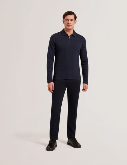 Ted Baker KALEND - Herringbone Zip Neck Long Sleeve Polo Shirt