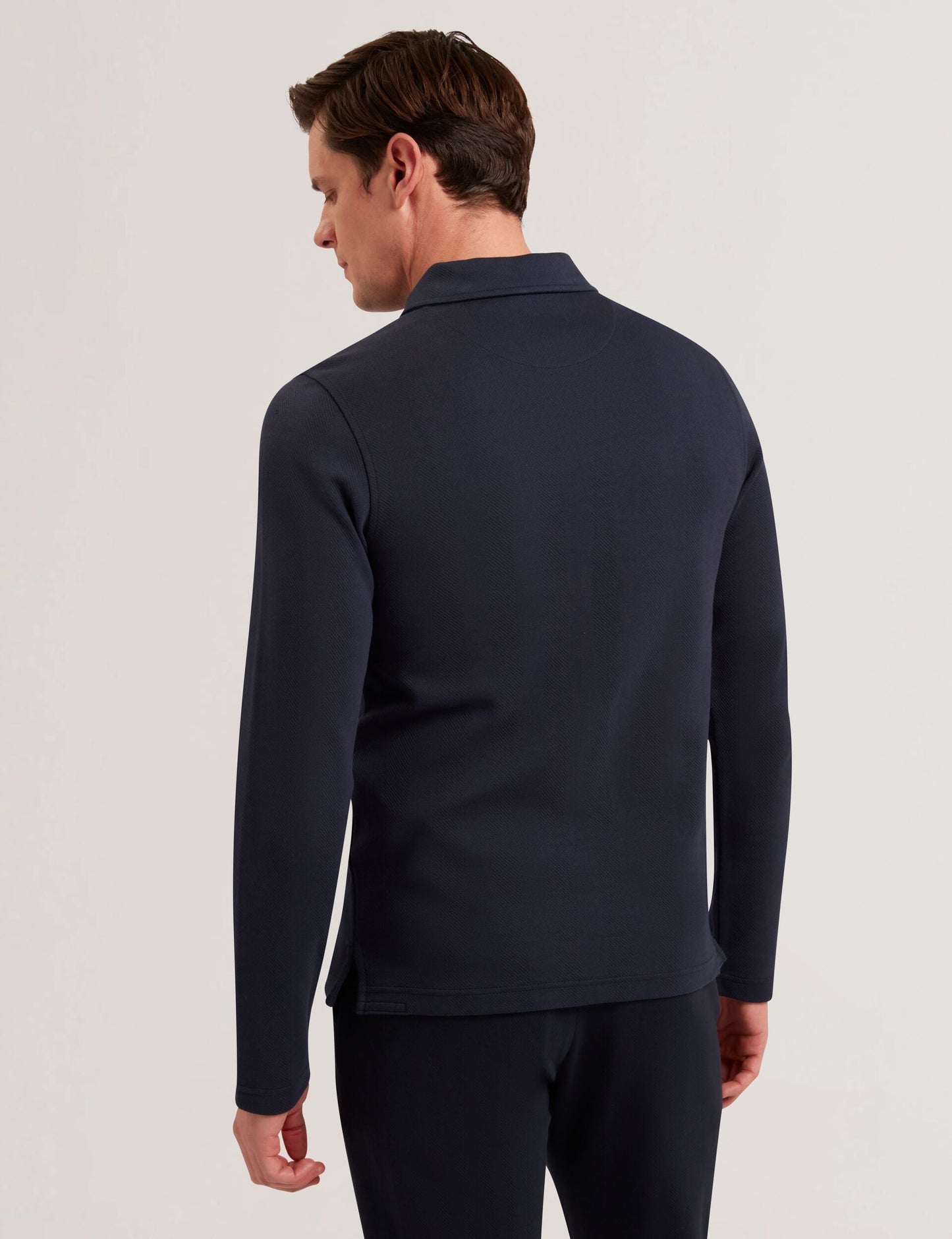 Ted Baker KALEND - Herringbone Zip Neck Long Sleeve Polo Shirt