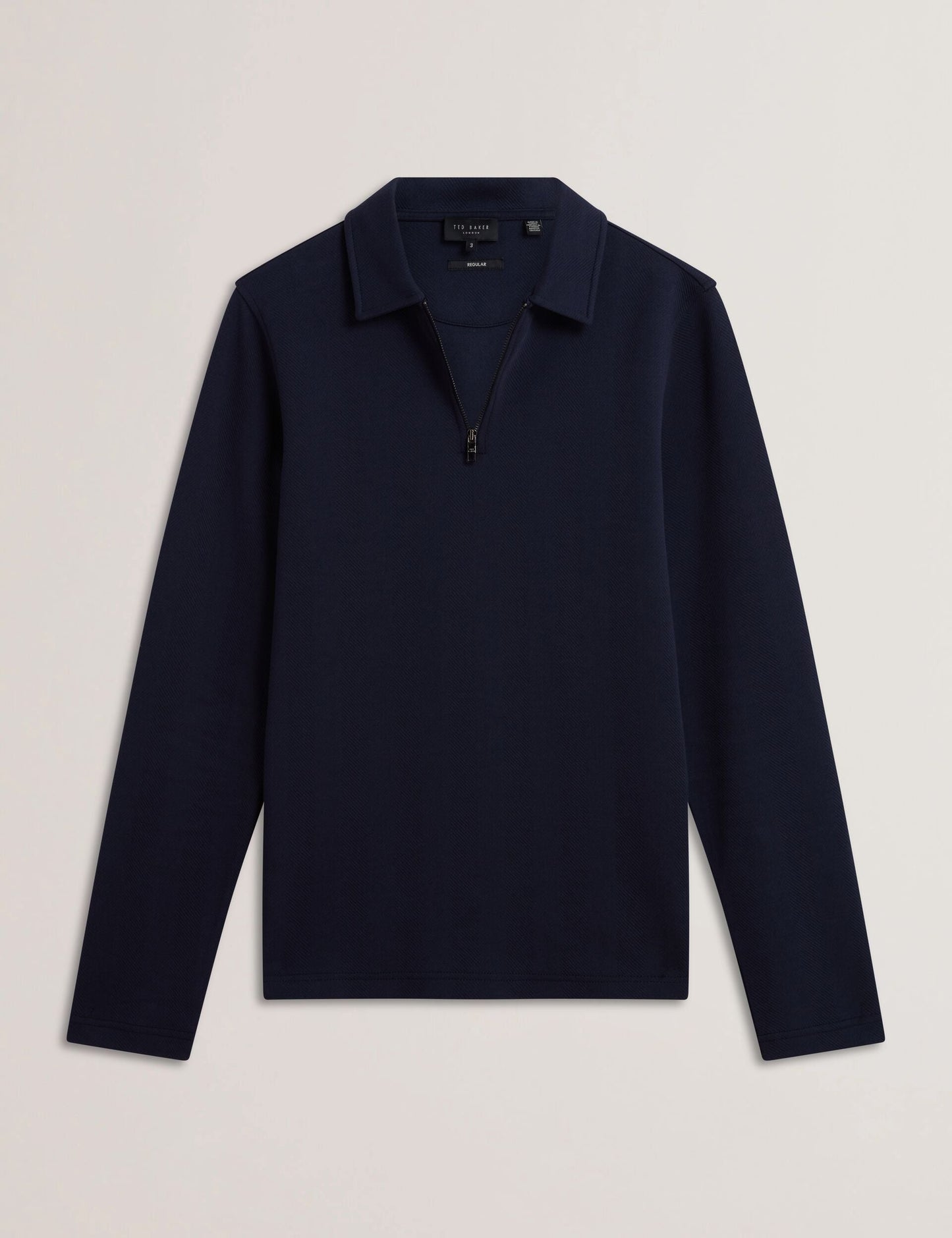 Ted Baker KALEND - Herringbone Zip Neck Long Sleeve Polo Shirt