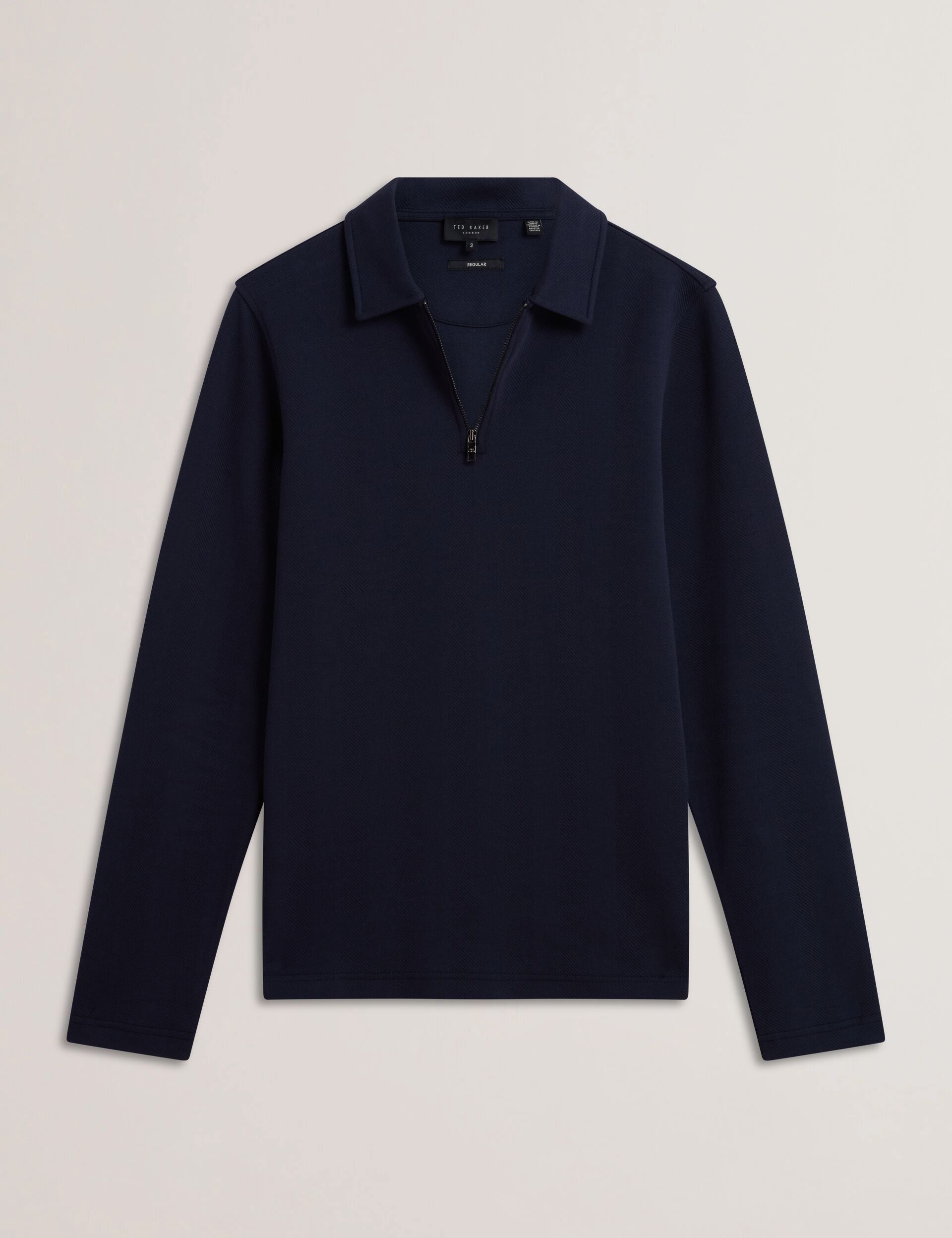 Ted Baker KALEND - Herringbone Zip Neck Long Sleeve Polo Shirt