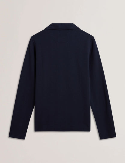 Ted Baker KALEND - Herringbone Zip Neck Long Sleeve Polo Shirt