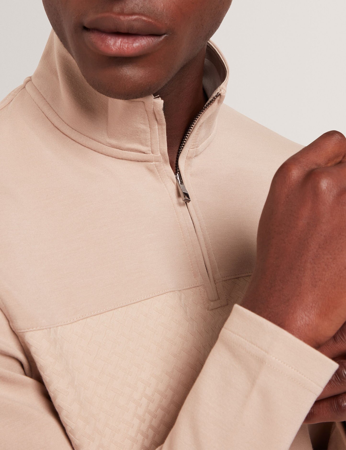 Ted Baker SIMONEA - Textured Panel Half-Zip Modal Sweatshirt