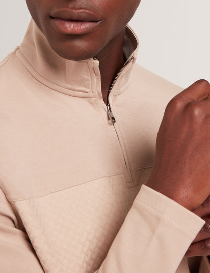 Ted Baker SIMONEA - Textured Panel Half-Zip Modal Sweatshirt