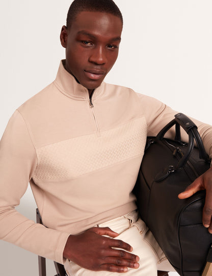 Ted Baker SIMONEA - Textured Panel Half-Zip Modal Sweatshirt