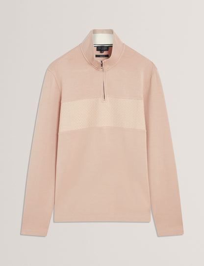 Ted Baker SIMONEA - Textured Panel Half-Zip Modal Sweatshirt