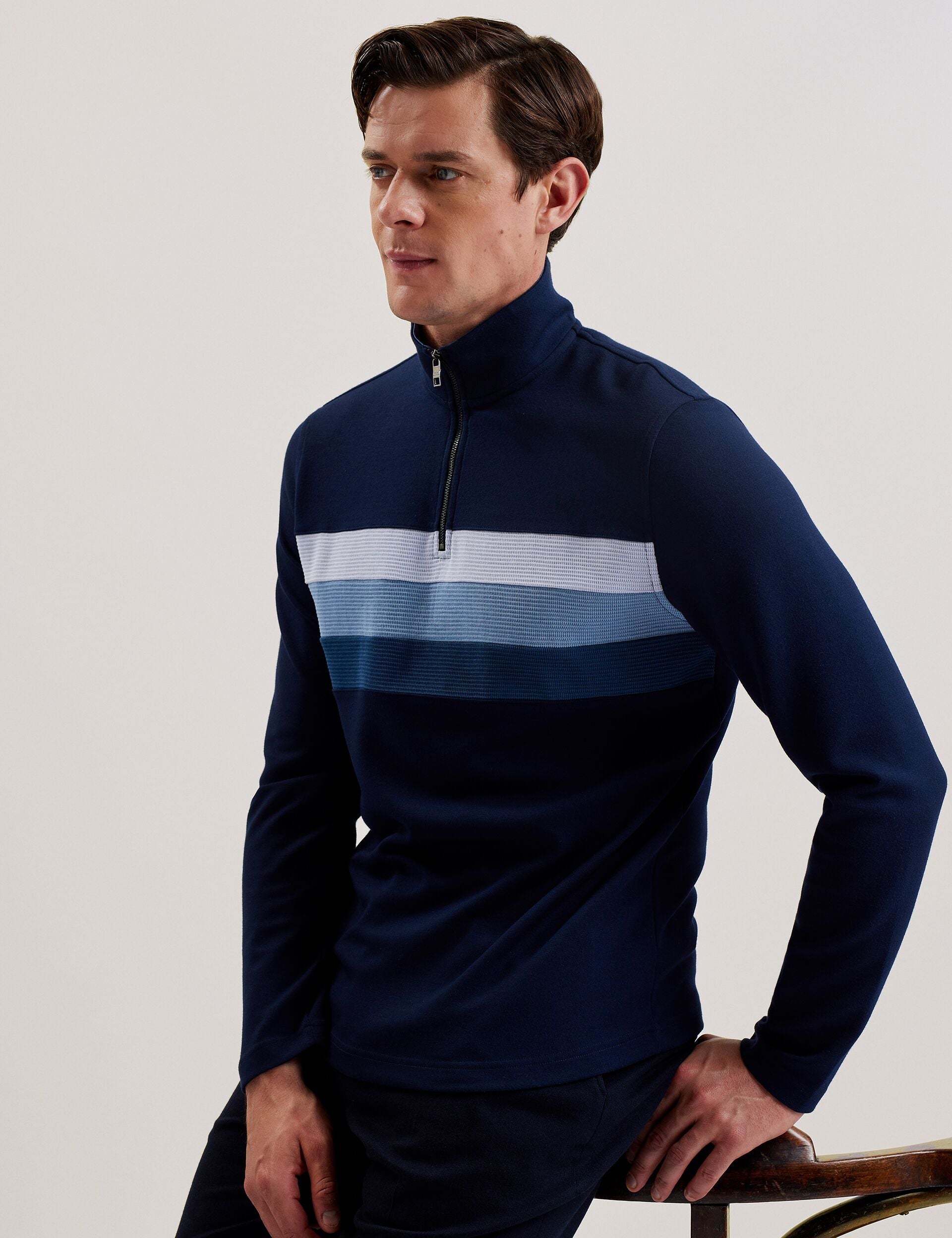 Ted Baker LONGMAN - Ombre Stripe Half-Zip Sweatshirt