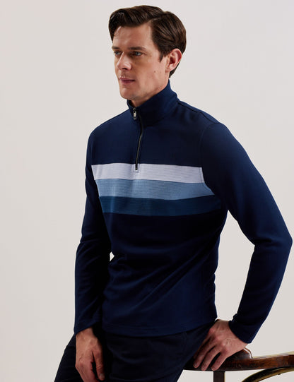 Ted Baker LONGMAN - Ombre Stripe Half-Zip Sweatshirt