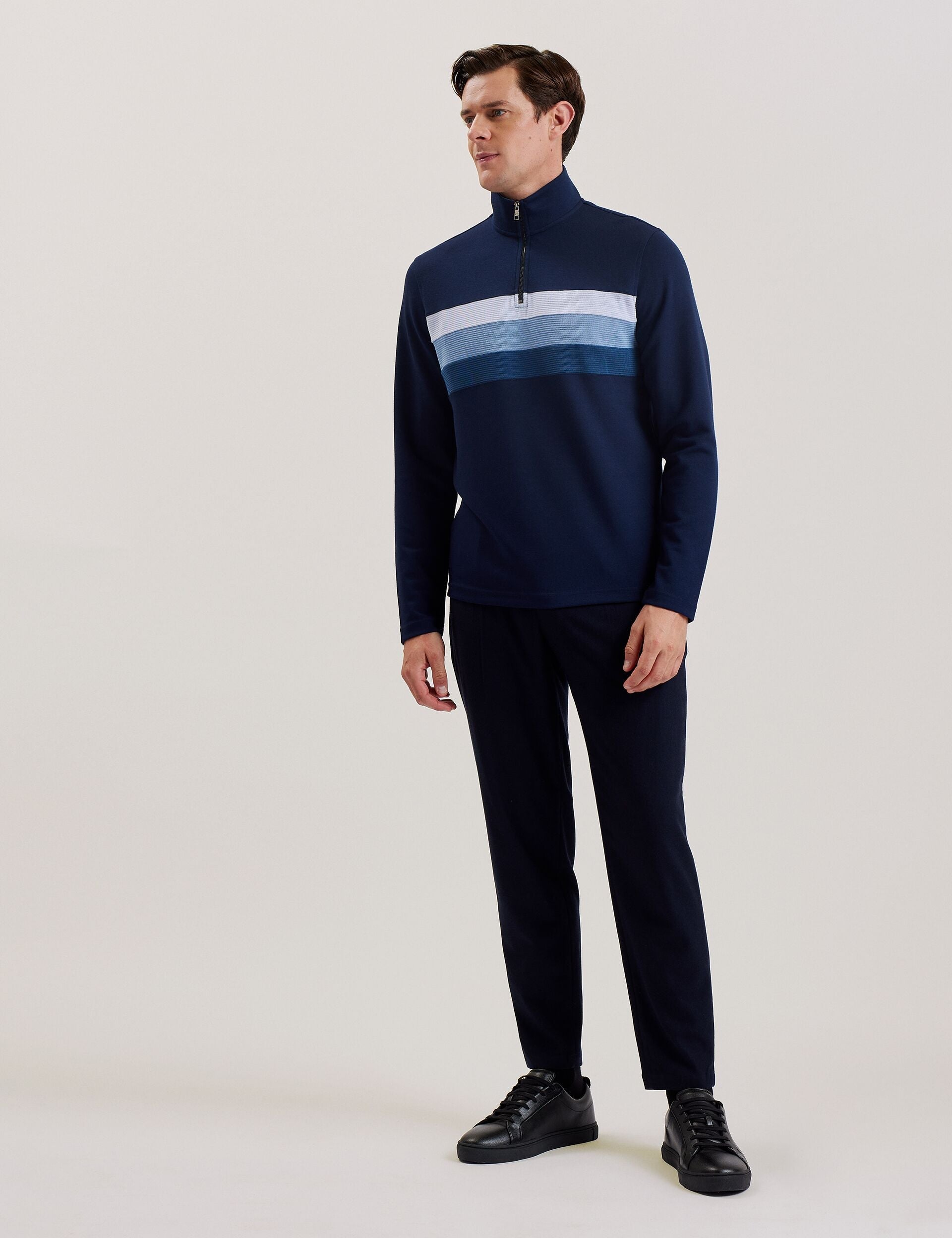 Ted Baker LONGMAN - Ombre Stripe Half-Zip Sweatshirt