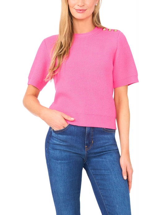 Ted Baker LIYA - Short Sleeve Crew Neck One Shoulder Button Top