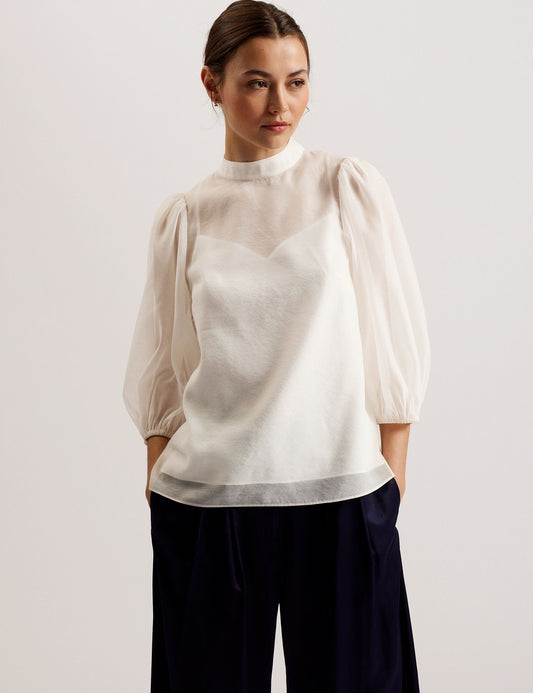 Ted Baker FRIAS - Sheer Organza Top with Balloon Sleeves