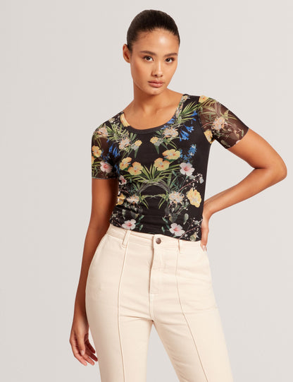 Ted Baker SHORT SLEEVE CREW MESH TOP - Black