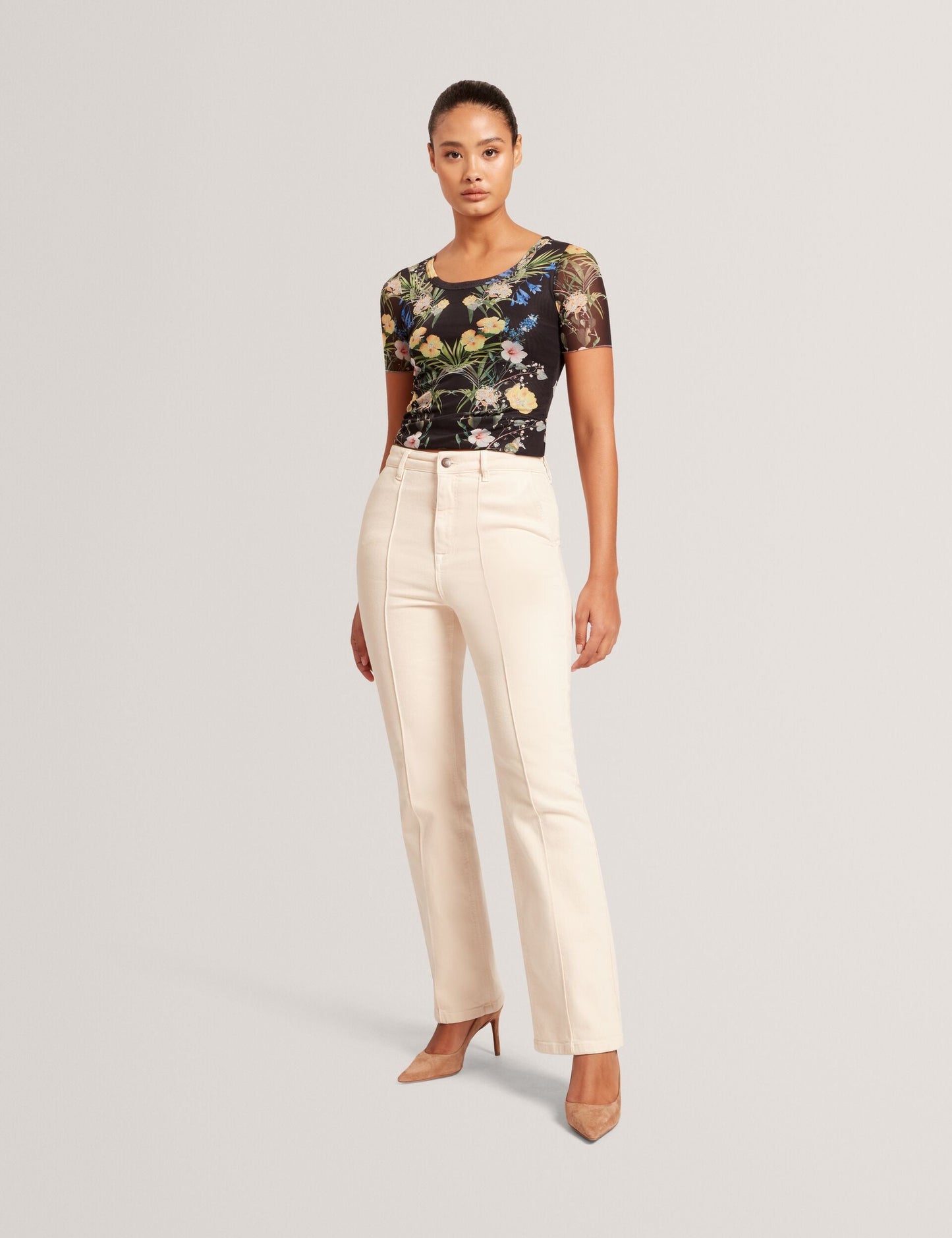 Ted Baker SHORT SLEEVE CREW MESH TOP - Black