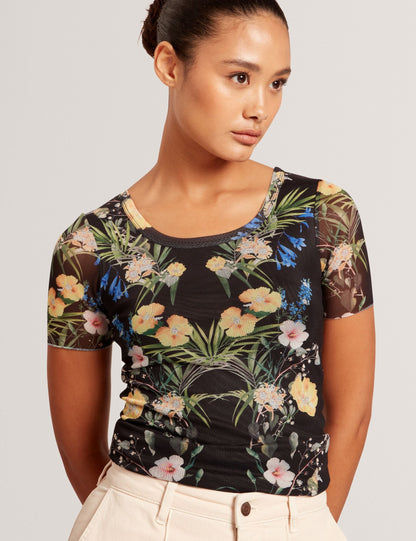 Ted Baker SHORT SLEEVE CREW MESH TOP - Black