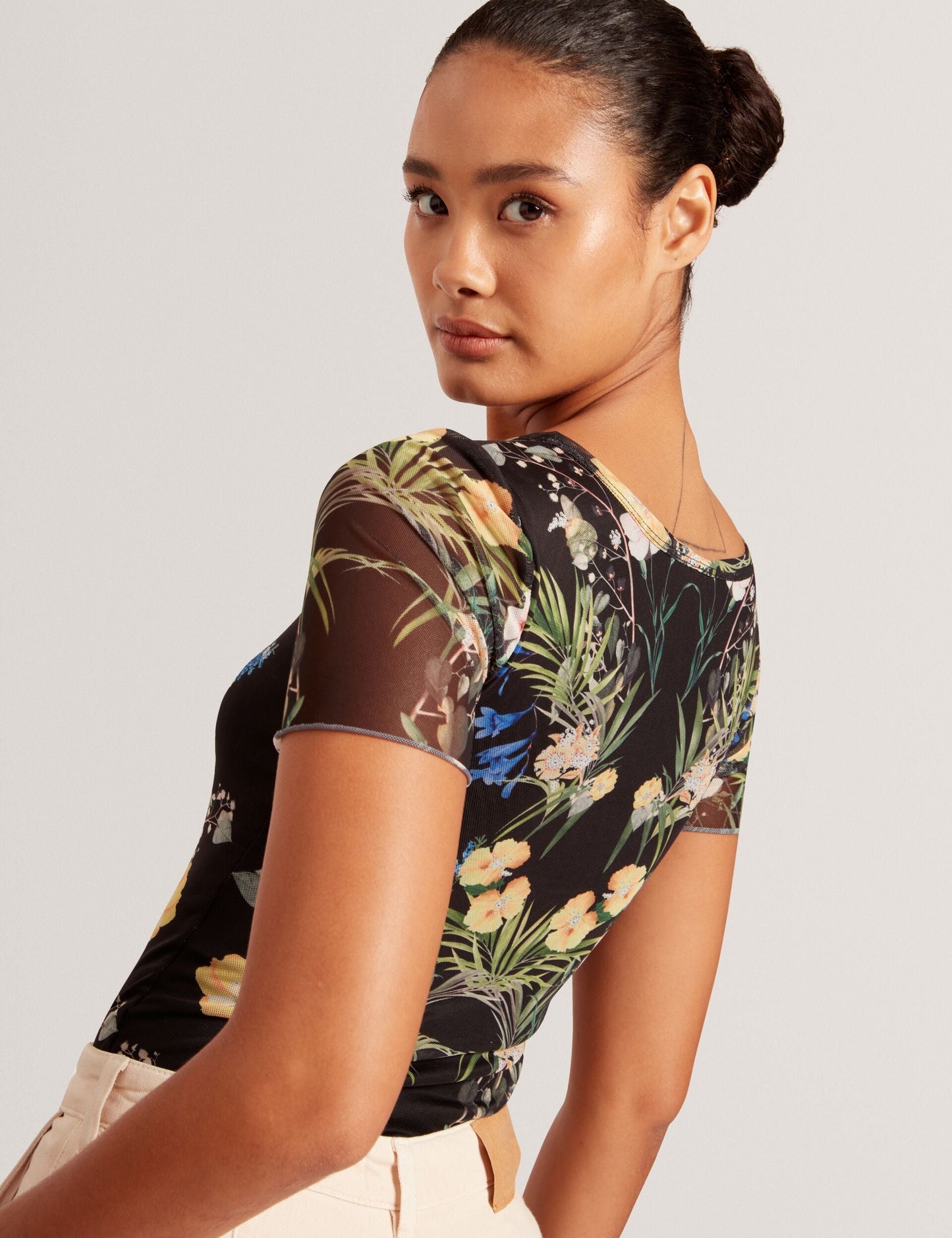 Ted Baker SHORT SLEEVE CREW MESH TOP - Black