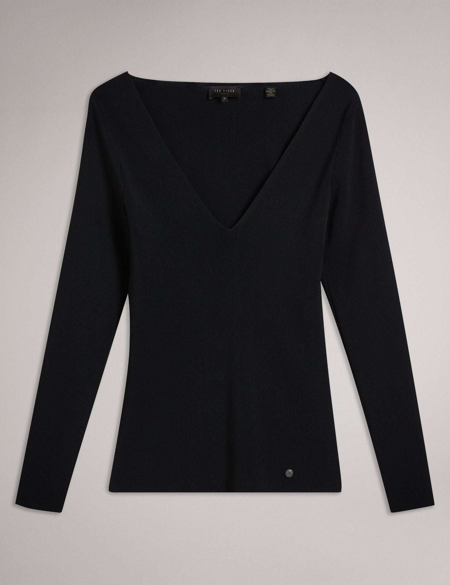 Ted Baker CILESTE - Fitted V-Neck Long Sleeve Knit Top
